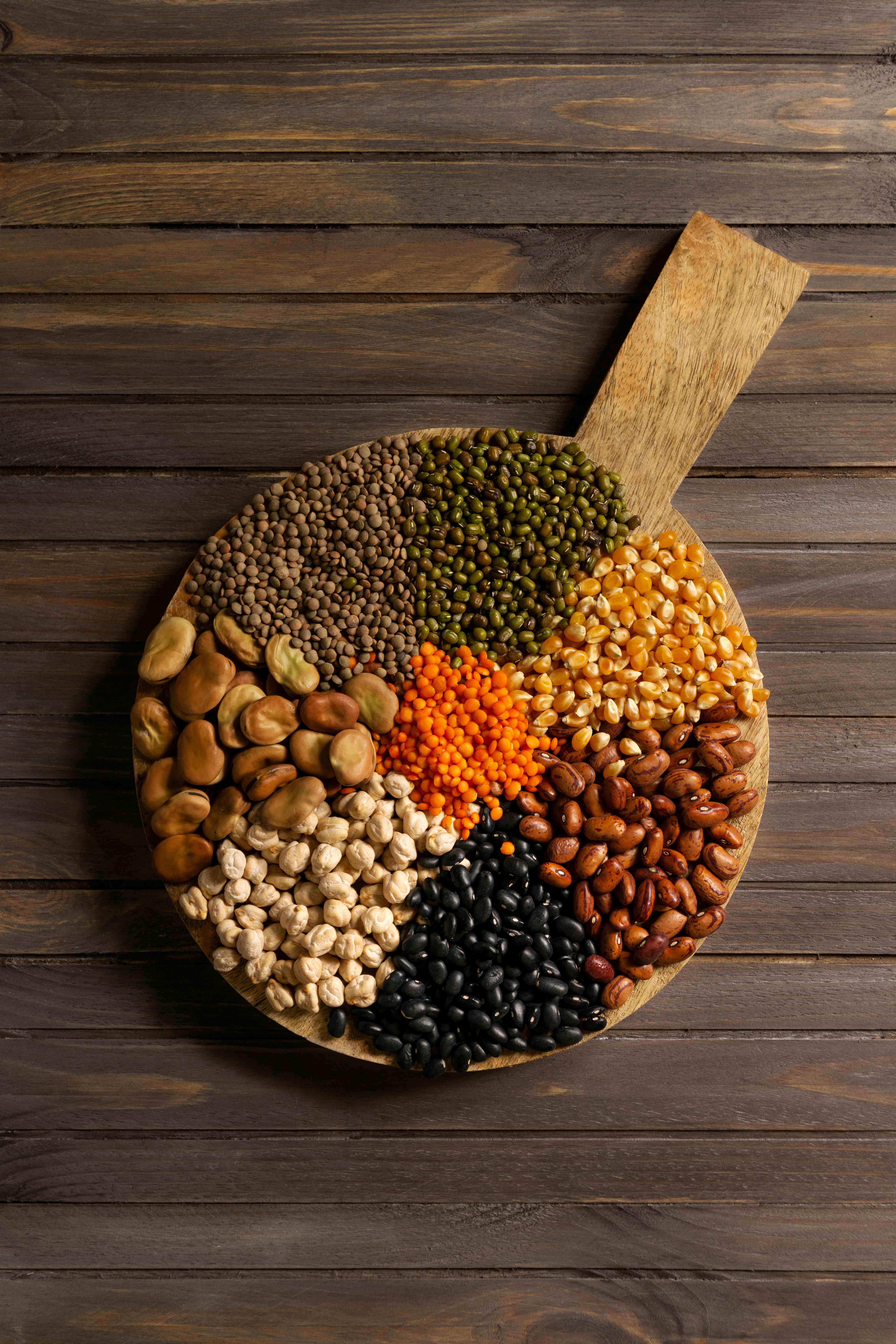 Various commodities including legumes, beans, lentils, and grains